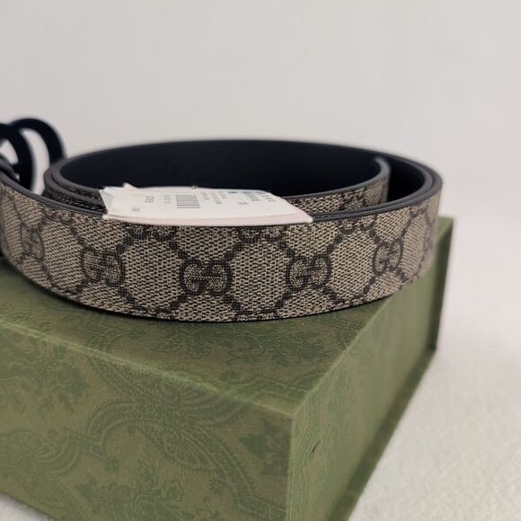 NWT LADIES GUCCI BELT GG MARMONT MONOGRAM LEATHER BLUE PRINT SIZE 110. A52 - Picture 2 of 6